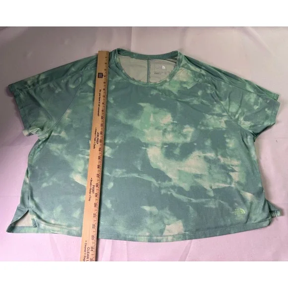 The North Face Womens 2X Green Tie Dye Boxy Cropped Short Sleeve Performance Tee - Picture 7 of 7